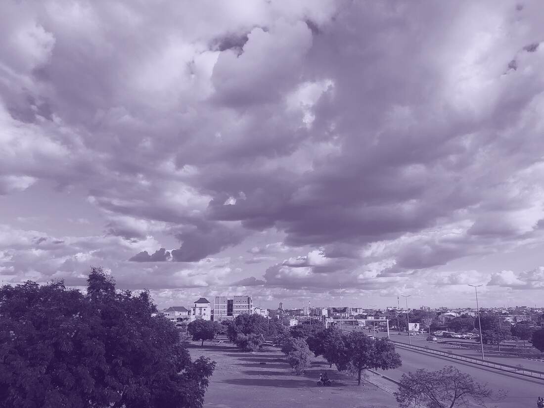 Wide sky over the Ouaga 2000 interchange in Ouagadougou.